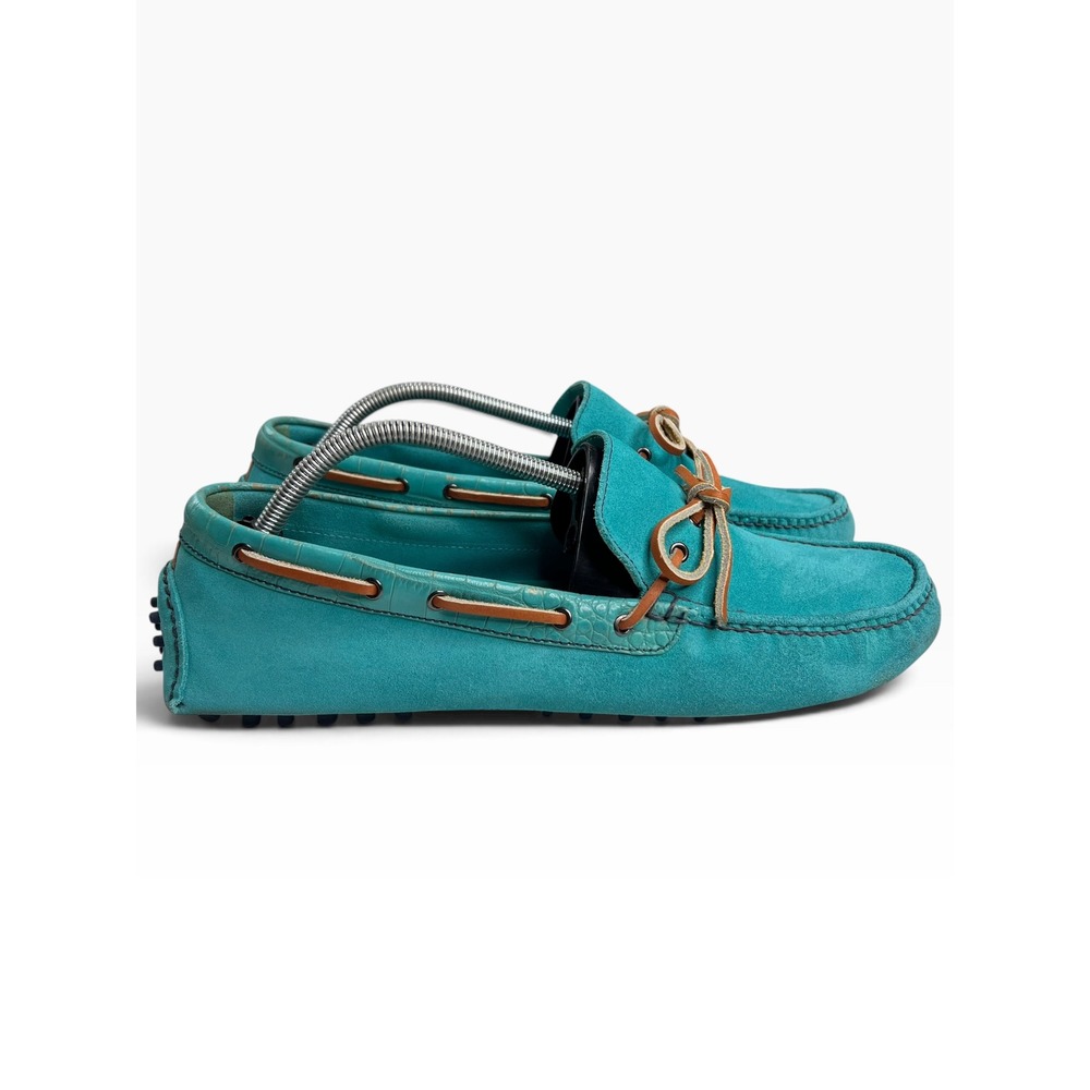 Cole Haan Nike Air Mens 12M Turquoise Suede Driving Loafers C11548 Teal Shoes
